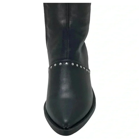 Report Zaria Black Faux Leather & Suede OTK Womens Boots Size 5M - Picture 7 of 16